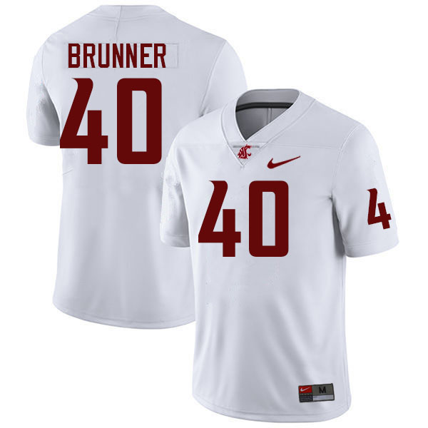 Men #40 Colson Brunner Washington State Cougars College Football Jerseys Stitched-White